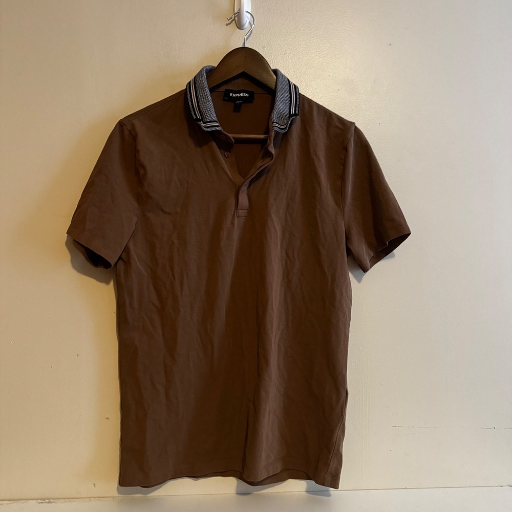 Express Men's Small Chocolate Brown Polo Fall Capsule Staples Basics Cotton